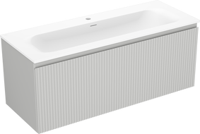 Mexen Rivel armoire de salle de bain 120 cm avec lavabo Vela, 1 tiroir, rainurée, gris mat/blanc mat