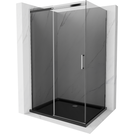 Mexen Omega cabine de douche coulissante 100 x 90 cm, graphite, chrome + receveur plat, noir - 825-100-090-01-40-4070