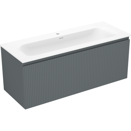 Mexen Rivel armoire de salle de bain 120 cm avec lavabo Vela, 1 tiroir, rainurée, graphite mat/blanc mat -