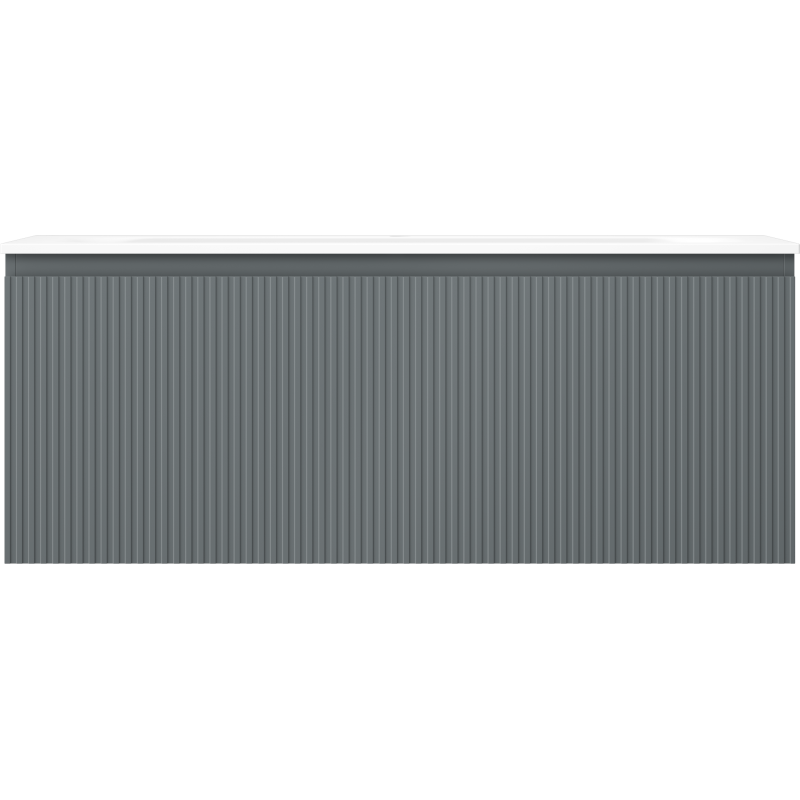 Mexen Rivel armoire de salle de bain 120 cm avec lavabo Vela, 1 tiroir, rainurée, graphite mat/blanc mat -