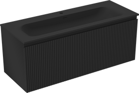 Mexen Rivel meuble de salle de bain 120 cm avec lavabo Vela, 1 tiroir, rainuré, noir mat - 91A20-12047-1-BF71-W23M71