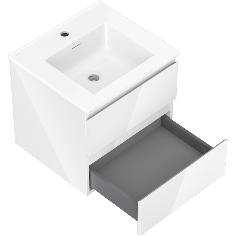 Mexen Orio meuble de salle de bain 50 cm avec lavabo Otis, 2 tiroirs, blanc brillant - 91A10-05047-2-BFF00-W18M00
