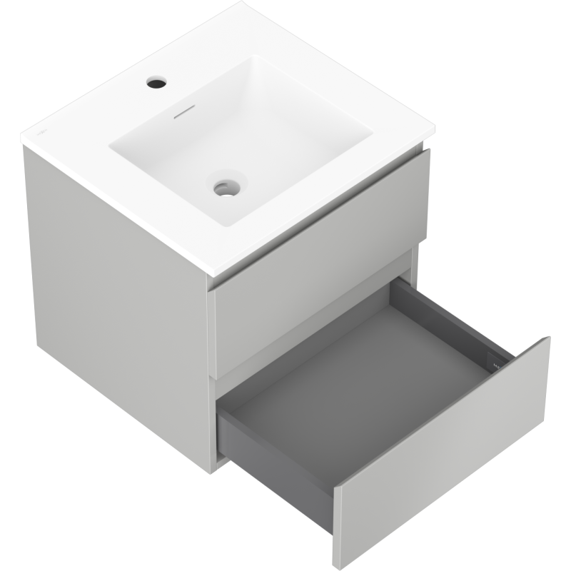 Mexen Orio armoire de salle de bain 50 cm avec lavabo Otis, 2 tiroirs, gris mat/blanc mat - 91A10-05047-2-BFF62-W18M01
