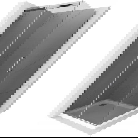 Mexen Omega cabine de douche coulissante 100 x 100 cm, graphite, chrome + receveur plat, blanc - 825-100-100-01-40-4010