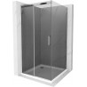 Mexen Omega cabine de douche coulissante 100 x 100 cm, graphite, chrome + receveur Flat, blanc - 825-100-100-01-40-4010