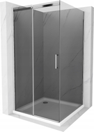 Mexen Omega cabine de douche coulissante 100 x 100 cm, graphite, chrome + receveur Flat, blanc - 825-100-100-01-40-4010