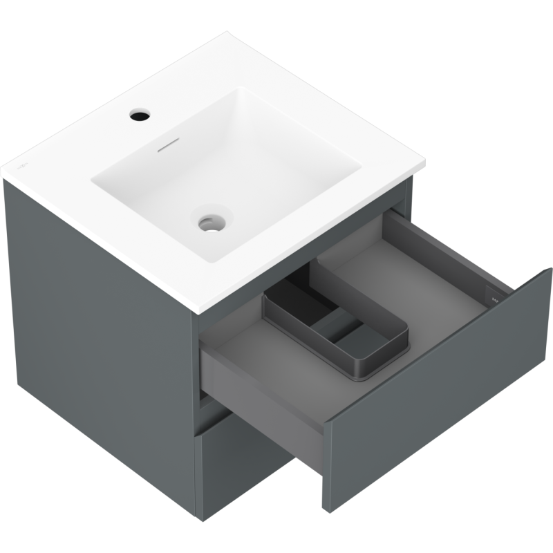 Mexen Orio armoire de salle de bain 50 cm avec lavabo Otis, 2 tiroirs, graphite mat/blanc mat - 91A10-05047-2-BFF66-W18M01