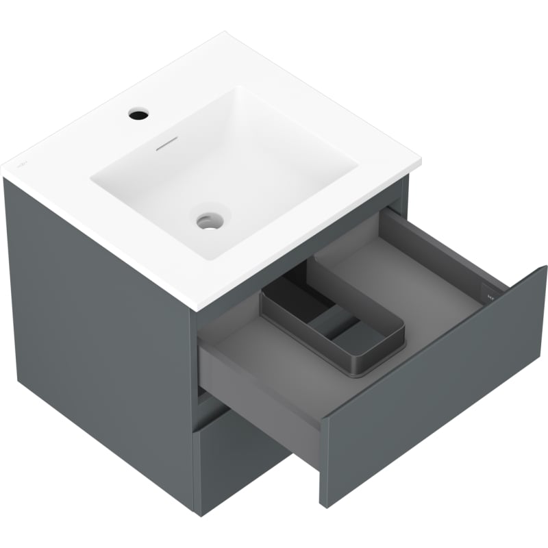Mexen Orio cabinet de salle de bain 50 cm avec lavabo Otis, 2 tiroirs, graphite mat/blanc mat - 91A10-05047-2-BFF66-W18M01