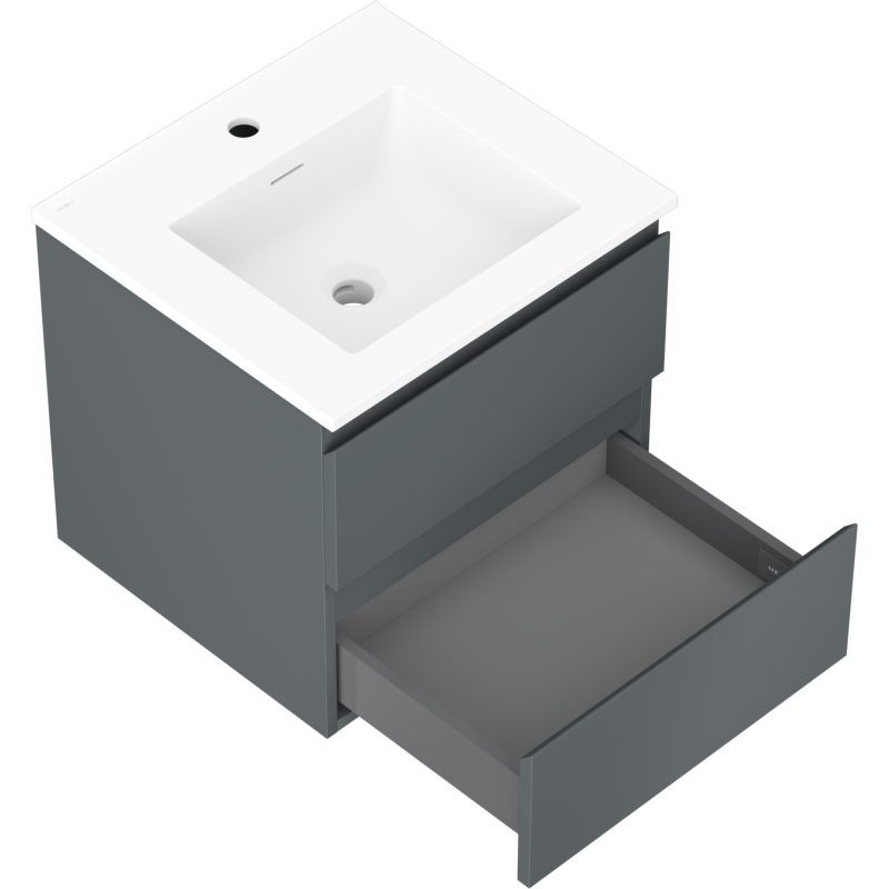 Mexen Orio armoire de salle de bain 50 cm avec lavabo Otis, 2 tiroirs, graphite mat/blanc mat - 91A10-05047-2-BFF66-W18M01