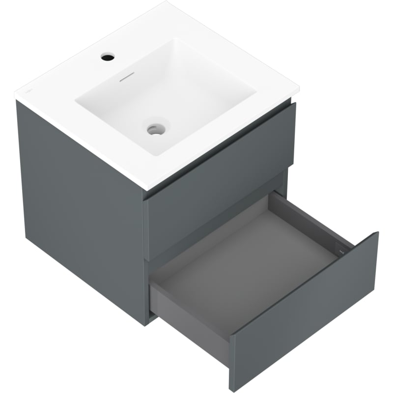 Mexen Orio cabinet de salle de bain 50 cm avec lavabo Otis, 2 tiroirs, graphite mat/blanc mat - 91A10-05047-2-BFF66-W18M01