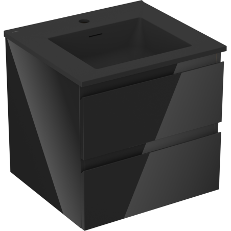 Mexen Orio armoire de salle de bain 50 cm avec lavabo Otis, 2 tiroirs, noir brillant/noir mat - 91A10-05047-2-BFF70-W18M71