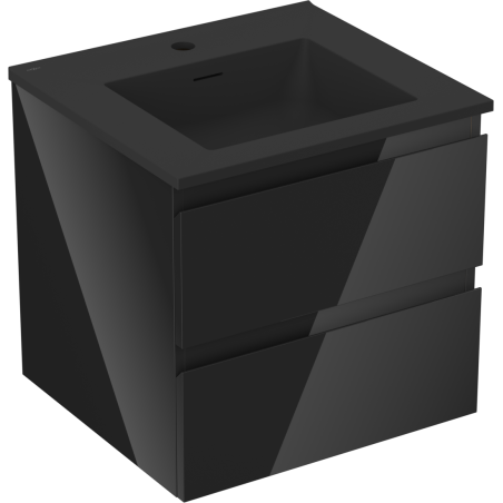 Mexen Orio armoire de salle de bains de 50 cm avec lavabo Otis, 2 tiroirs, noir brillant/noir mat - 91A10-05047-2-BFF70-W18M71