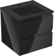 Mexen Orio armoire de salle de bains de 50 cm avec lavabo Otis, 2 tiroirs, noir brillant/noir mat - 91A10-05047-2-BFF70-W18M71