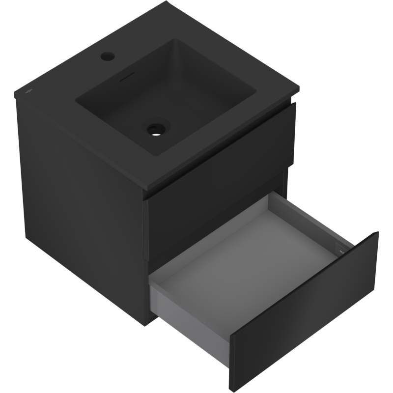 Mexen Orio meuble de salle de bain 50 cm avec lavabo Otis, 2 tiroirs, noir mat - 91A10-05047-2-BFF71-W18M71