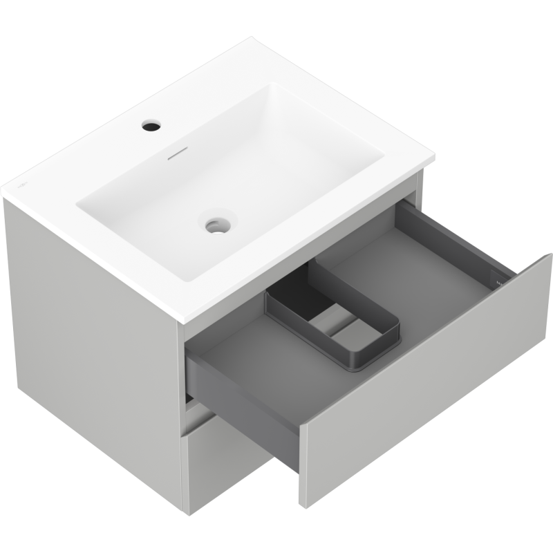 Mexen Orio armoire de salle de bain 60 cm avec lavabo Otis, 2 tiroirs, gris mat/blanc mat - 91A10-06047-2-BFF62-W18M01