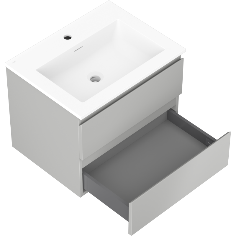 Mexen Orio armoire de salle de bain 60 cm avec lavabo Otis, 2 tiroirs, gris mat/blanc mat - 91A10-06047-2-BFF62-W18M01