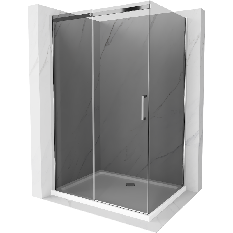 Mexen Omega cabine de douche coulissante 120 x 90 cm, graphite, chrome + receveur plat, blanc - 825-120-090-01-40-4010