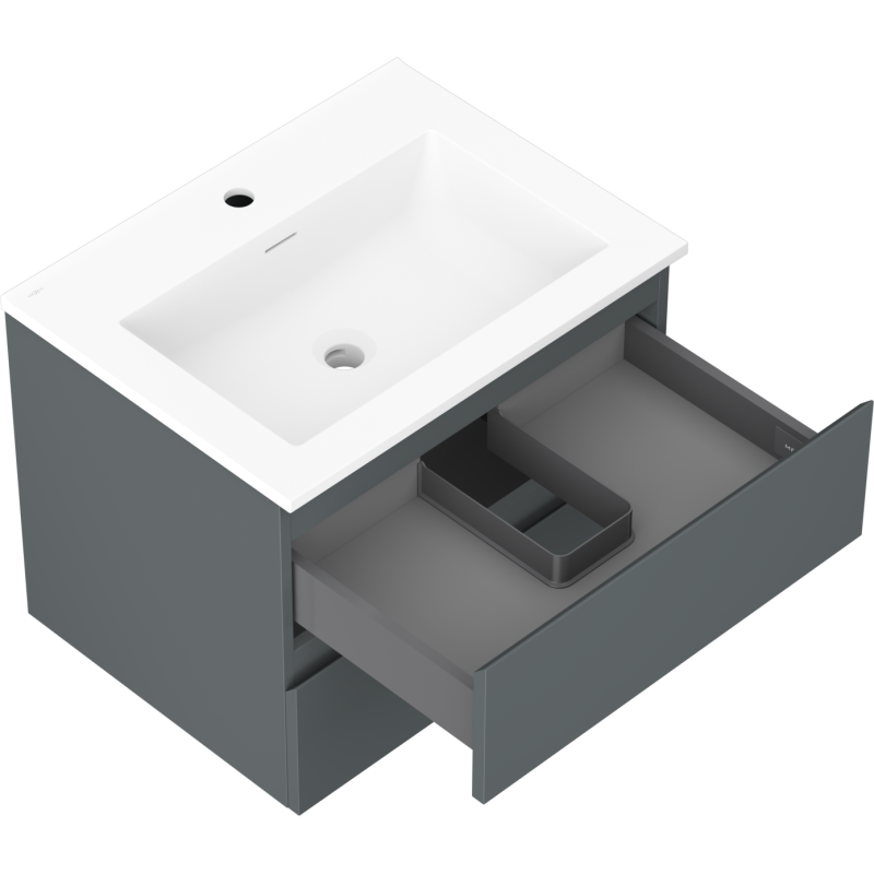 Mexen Orio meuble de salle de bain 60 cm avec lavabo Otis, 2 tiroirs, graphite mat / blanc mat - 91A10-06047-2-BFF66-W18M01