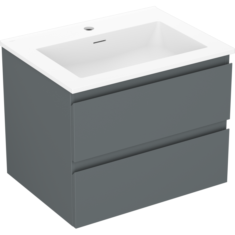 Mexen Orio armoire de salle de bain 60 cm avec lavabo Otis, 2 tiroirs, graphite mat/blanc mat - 91A10-06047-2-BFF66-W18M01