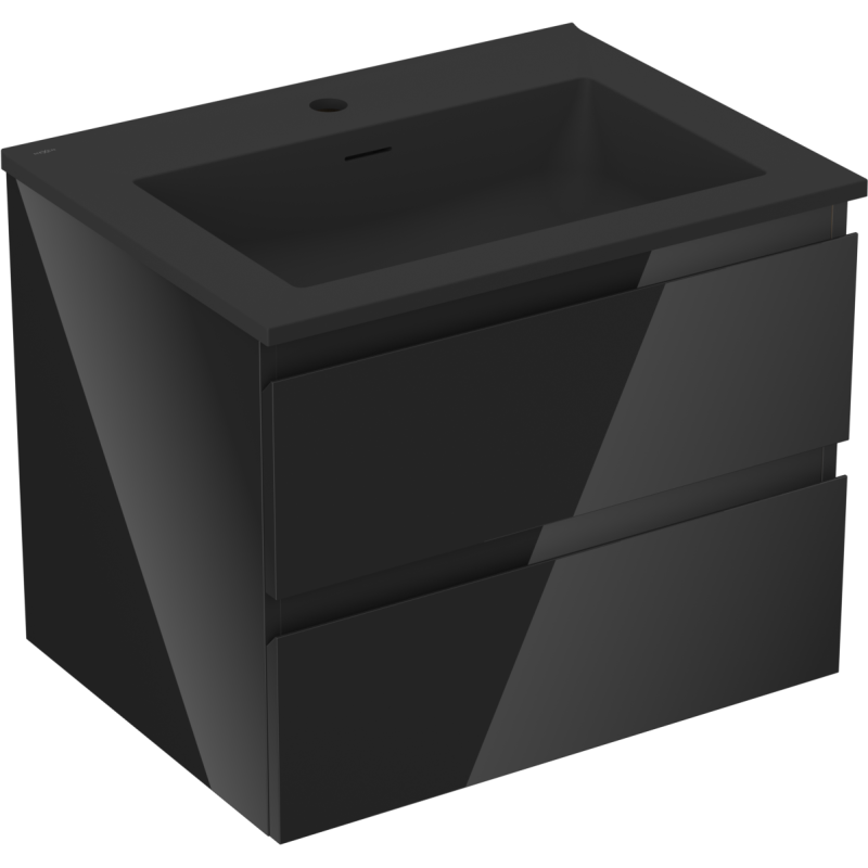 Mexen Orio armoire de salle de bain 60 cm avec lavabo Otis, 2 tiroirs, noir brillant/noir mat - 91A10-06047-2-BFF70-W18M71