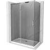 Cabine de douche coulissante Mexen Omega 130 x 70 cm, graphite, chromé + receveur plat, blanc - 825-130-070-01-40-4010
