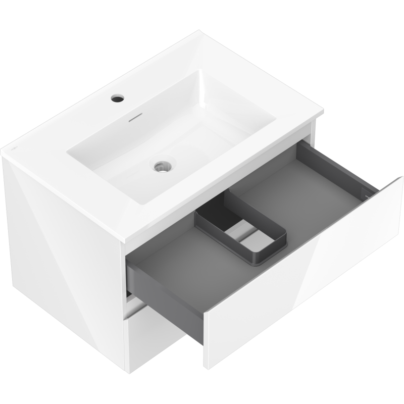 Mexen Orio armoire de salle de bain 70 cm avec lavabo Otis, 2 tiroirs, blanc brillant - 91A10-07047-2-BFF00-W18M00