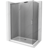 Mexen Omega cabine de douche coulissante 140 x 80 cm, graphite, chrome + receveur Flat, blanc - 825-140-080-01-40-4010