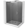 Cabine de douche coulissante Mexen Omega 140 x 90 cm, graphite, chrome + receveur plat, blanc - 825-140-090-01-40-4010