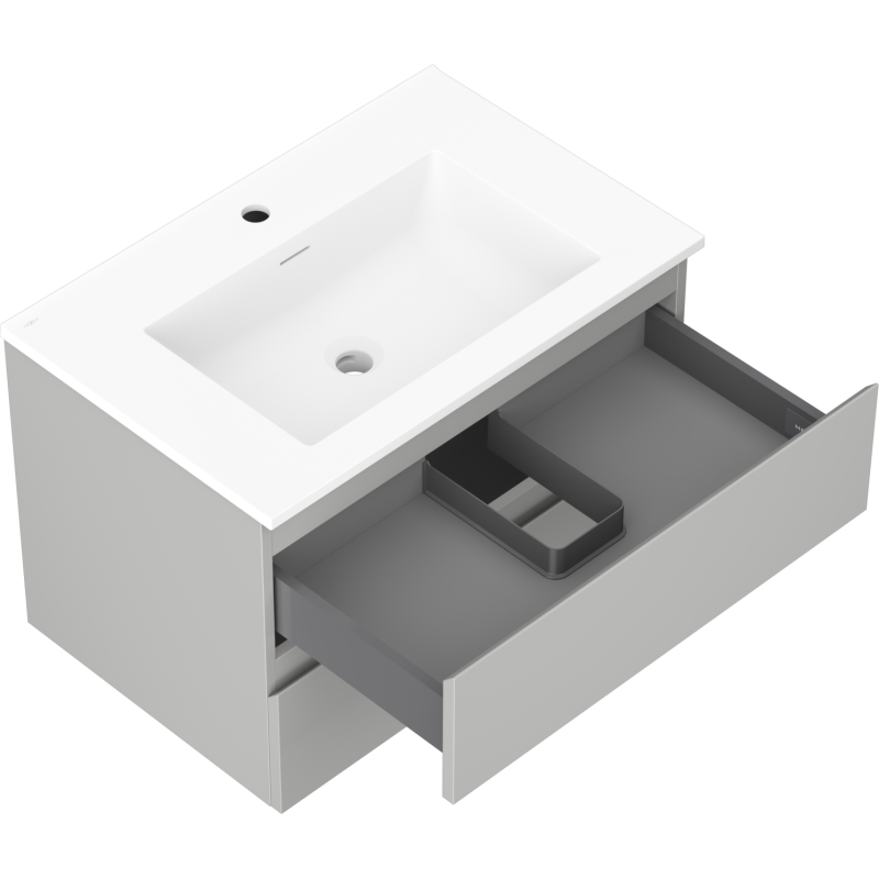 Mexen Orio armoire de salle de bain 70 cm avec lavabo Otis, 2 tiroirs, gris mat/blanc mat - 91A10-07047-2-BFF62-W18M01