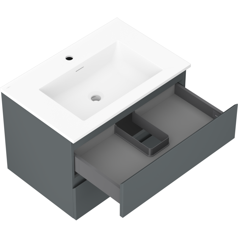 Mexen Orio armoire de salle de bain 70 cm avec lavabo Otis, 2 tiroirs, graphite mat/blanc mat - 91A10-07047-2-BFF66-W18M01