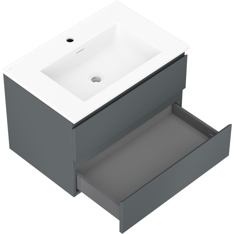 Mexen Orio armoire de salle de bain 70 cm avec lavabo Otis, 2 tiroirs, graphite mat/blanc mat - 91A10-07047-2-BFF66-W18M01