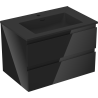 Mexen Orio meuble de salle de bain 70 cm avec lavabo Otis, 2 tiroirs, noir brillant/noir mat - 91A10-07047-2-BFF70-W18M71