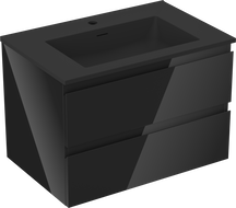 Mexen Orio armoire salle de bain 70 cm avec lavabo Otis, 2 tiroirs, noir brillant/noir mat - 91A10-07047-2-BFF70-W18M71