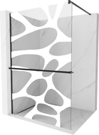 Mexen Kioto+ paroi de douche avec étagère Walk-in 80 x 200 cm, vague blanche, noire - 800-080-121-70-97