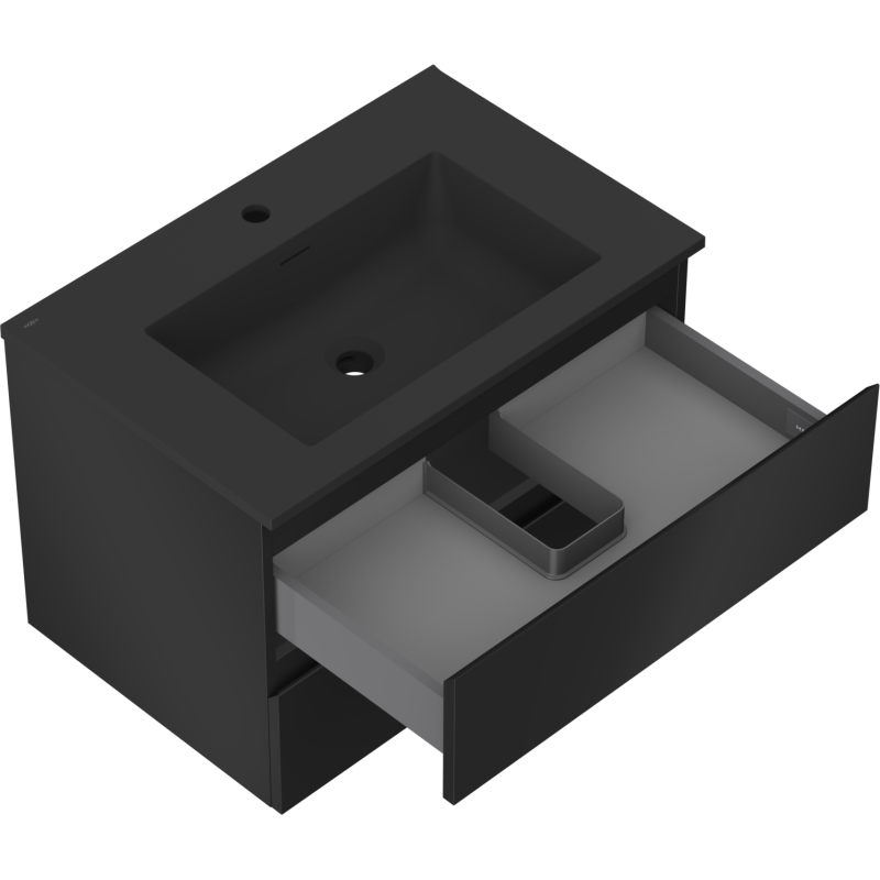 Mexen Orio armoire de salle de bain 70 cm avec lavabo Otis, 2 tiroirs, noir mat - 91A10-07047-2-BFF71-W18M71