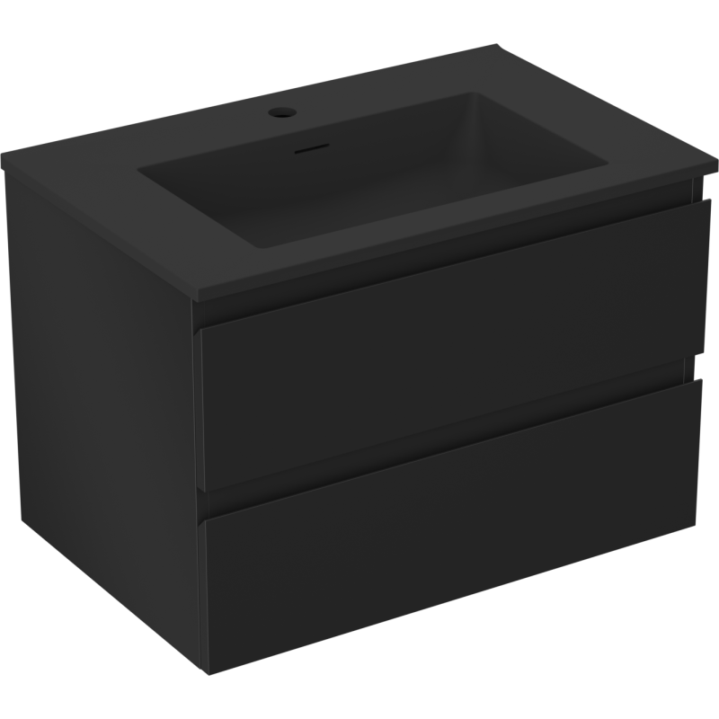Mexen Orio meuble de salle de bain 70 cm avec lavabo Otis, 2 tiroirs, noir mat - 91A10-07047-2-BFF71-W18M71