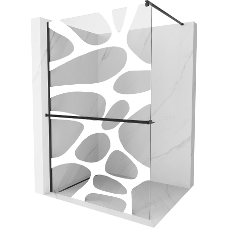 Mexen Kioto+ paroi de douche avec étagère Walk-in 90 x 200 cm, vague blanche, noir - 800-090-121-70-97
