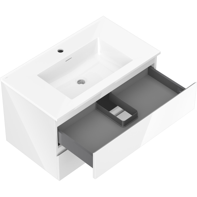 Mexen Orio armoire de salle de bain 80 cm avec lavabo Otis, 2 tiroirs, blanc brillant - 91A10-08047-2-BFF00-W18M00