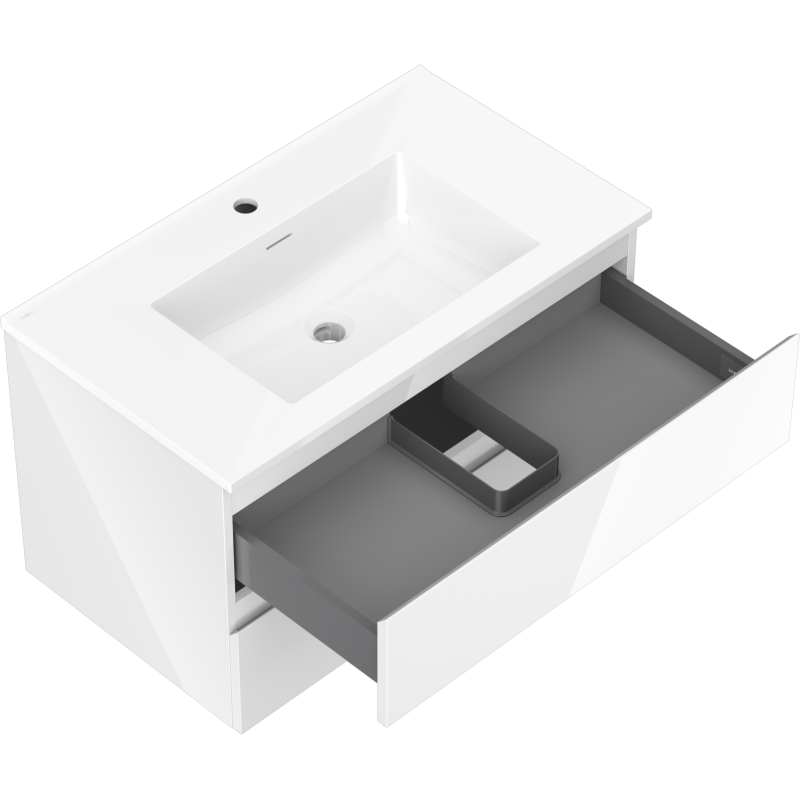 Mexen Orio armoire de salle de bains 80 cm avec lavabo Otis, 2 tiroirs, blanc brillant - 91A10-08047-2-BFF00-W18M00