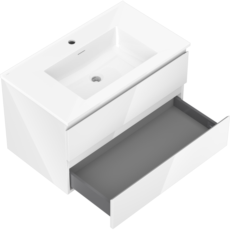 Mexen Orio armoire de salle de bains 80 cm avec lavabo Otis, 2 tiroirs, blanc brillant - 91A10-08047-2-BFF00-W18M00