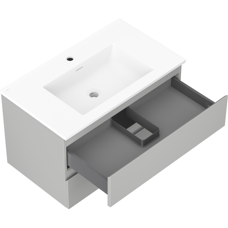 Mexen Orio armoire de salle de bain 80 cm avec lavabo Otis, 2 tiroirs, gris mat/blanc mat - 91A10-08047-2-BFF62-W18M01