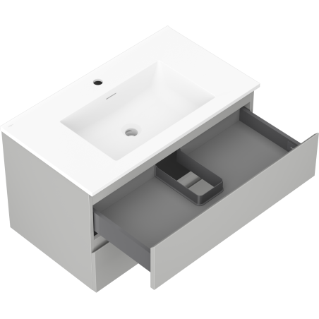 Mexen Orio armoire de salle de bain 80 cm avec lavabo Otis, 2 tiroirs, gris mat/blanc mat - 91A10-08047-2-BFF62-W18M01