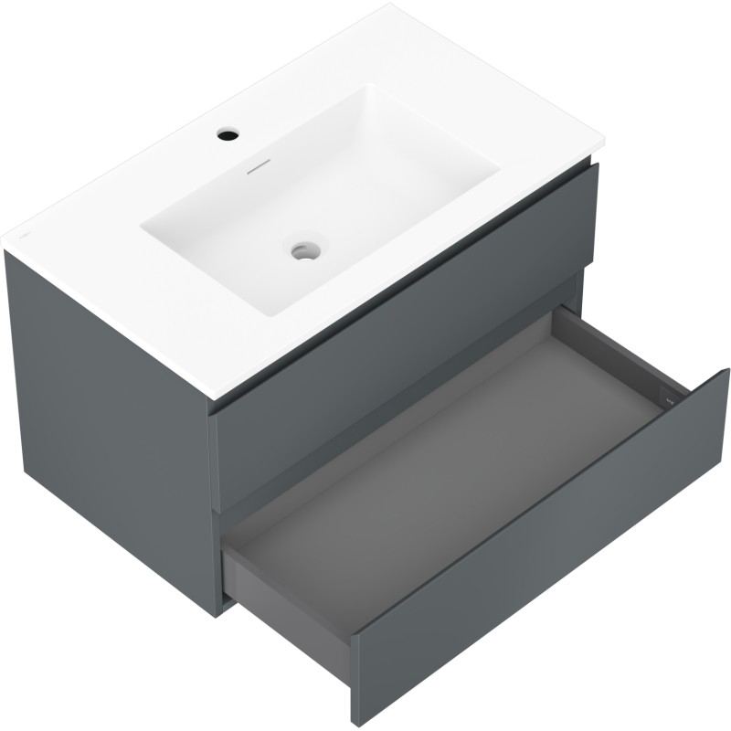 Mexen Orio meuble de salle de bain 80 cm avec lavabo Otis, 2 tiroirs, graphite mat/blanc mat - 91A10-08047-2-BFF66-W18M01