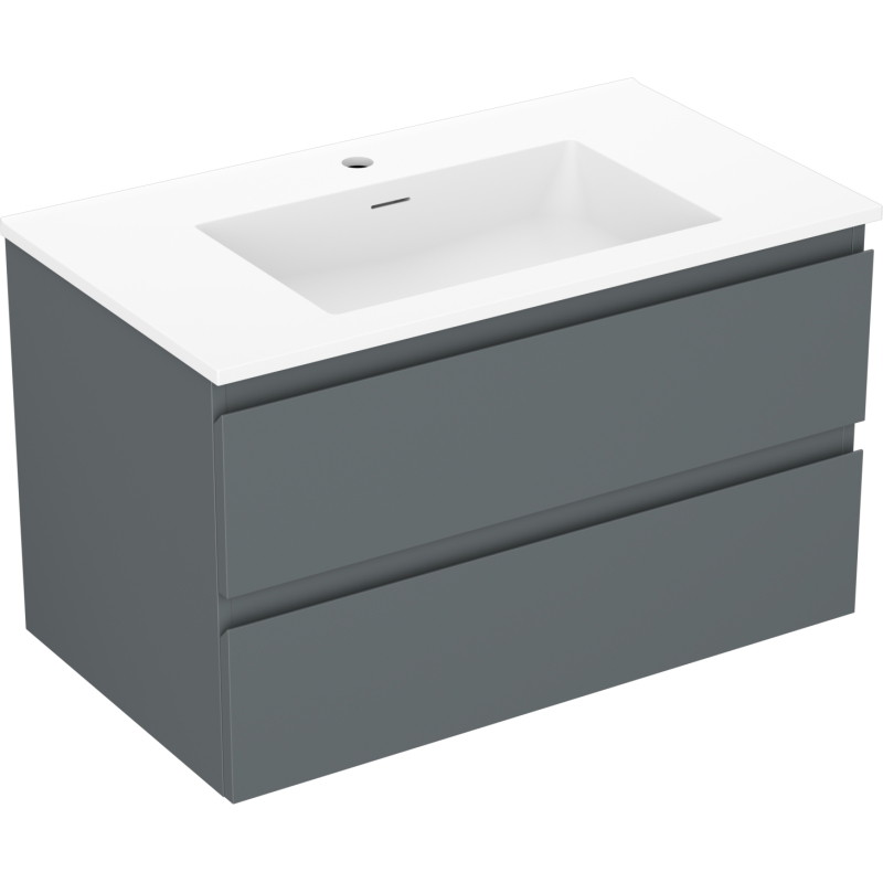 Mexen Orio meuble de salle de bain 80 cm avec lavabo Otis, 2 tiroirs, graphite mat/blanc mat - 91A10-08047-2-BFF66-W18M01