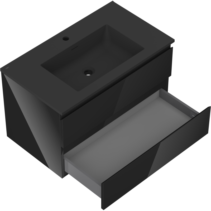 Mexen Orio armoire de salle de bain 80 cm avec lavabo Otis, 2 tiroirs, noir brillant/noir mat - 91A10-08047-2-BFF70-W18M71