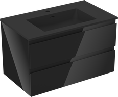 Mexen Orio armoire de salle de bain 80 cm avec lavabo Otis, 2 tiroirs, noir brillant/noir mat - 91A10-08047-2-BFF70-W18M71