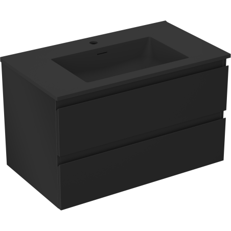 Mexen Orio armoire de salle de bain 80 cm avec lavabo Otis, 2 tiroirs, noir mat - 91A10-08047-2-BFF71-W18M71