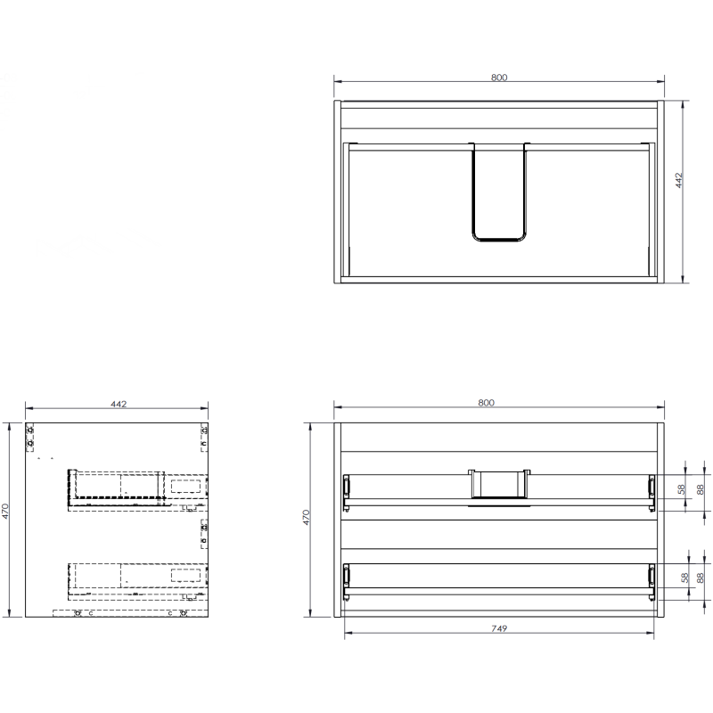 Mexen Orio armoire de salle de bains 80 cm avec lavabo Otis, 2 tiroirs, noir mat - 91A10-08047-2-BFF71-W18M71