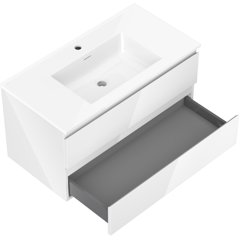 Mexen Orio armoire de salle de bain 90 cm avec lavabo Otis, 2 tiroirs, blanc brillant - 91A10-09047-2-BFF00-W18M00