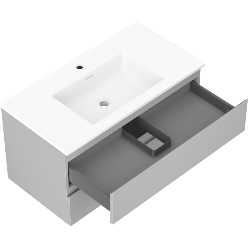 Mexen Orio armoire de salle de bain 90 cm avec lavabo Otis, 2 tiroirs, gris mat/blanc mat - 91A10-09047-2-BFF62-W18M01